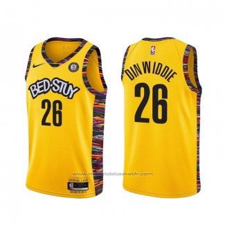 Maillot Brooklyn Nets Spencer Dinwiddie #26 Ville 2020-21 Jaune