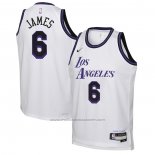 Maillot Enfant Los Angeles Lakers LeBron James #6 Ville 2022-23 Blanc