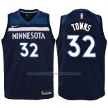 Maillot Enfant Minnesota Timberwolves Karl-Anthony Towns #32 2017-18 Bleu