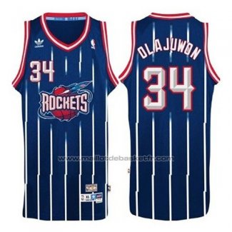 Maillot Houston Rockets Hakeem Olajuwon #34 Retro Bleu