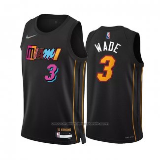 Maillot Miami Heat Dwyane Wade #3 Ville 2021-22 Noir
