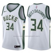 Maillot Milwaukee Bucks Giannis Antetokounmpo #34 2017-18 Blanc2