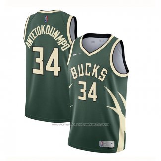 Maillot Milwaukee Bucks Giannis Antetokounmpo #34 Earned 2020-21 Vert