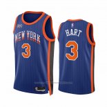Maillot New York Knicks Josh Hart #3 Ville 2023-24 Bleu