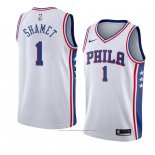 Maillot Philadelphia 76ers Landry Shamet #1 Association 2018 Blanc