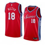 Maillot Philadelphia 76ers Shake Milton #18 Statement 2018 Rouge