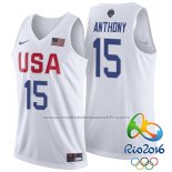 Maillot USA 2016 Carmelo Anthony #15 Blanc