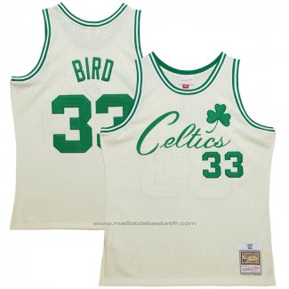 Maillot Boston Celtics Larry Bird #33 Mitchell & Ness Chainstitch Creme