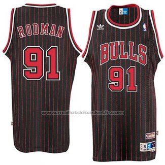 Maillot Chicago Bulls Dennis Rodman #91 Retro Noir