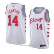 Maillot Chicago Bulls Jakarr Sampson #14 Ville 2018 Blanc