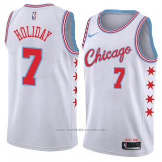 Maillot Chicago Bulls Justin Holiday #7 Ville 2018 Blanc