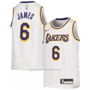 Maillot Enfant Los Angeles Lakers LeBron James #6 Association 2022-23 Blanc