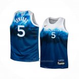 Maillot Enfant Minnesota Timberwolves Anthony Edwards #5 Ville 2023-24 Bleu