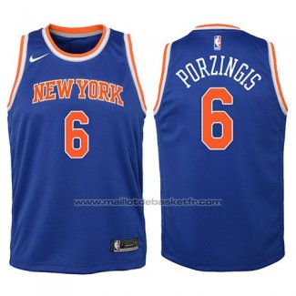 Maillot Enfant New York Knicks Kristaps Porzingis #6 2017-18 Bleu