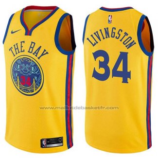 Maillot Golden State Warriors Shaun Livingston #34 Chinese Heritage Ville 2017-18 Jaune