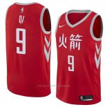 Maillot Houston Rockets Zhou Qi #9 Ville 2018 Rouge