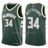 Maillot Milwaukee Bucks Giannis Antetokounmpo #34 2017-18 Vert