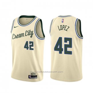 Maillot Milwaukee Bucks Robin Lopez #42 Ville 2019-20 Creme