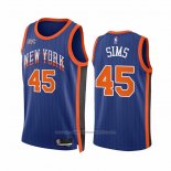 Maillot New York Knicks Jericho Sims #45 Ville 2023-24 Bleu
