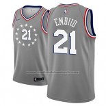 Maillot Philadelphia 76ers Joel Embiid #21 Ville 2018-19 Gris