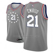 Maillot Philadelphia 76ers Joel Embiid #21 Ville 2018-19 Gris