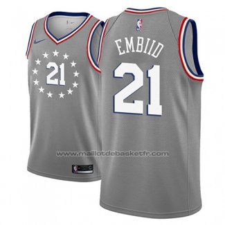 Maillot Philadelphia 76ers Joel Embiid #21 Ville 2018-19 Gris