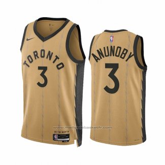 Maillot Toronto Raptors OG Anunoby #3 Ville 2023-24 Or