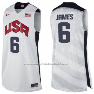 Maillot USA 2012 Lebron James #6 Blanc