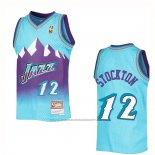 Maillot Utah Jazz John Stockton #12 Mitchell & Ness 1996-97 Bleu
