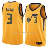 Maillot Utah Jazz Ricky Rubio #3 Ville 2017-18 Jaune