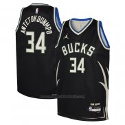 Maillot Enfant Milwaukee Bucks Giannis Antetokounmpo #34 Statement 2022-23 Noir