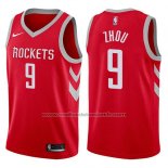 Maillot Houston Rockets Zhou Qi #9 Swingman 2017-18 Rouge