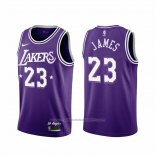 Maillot Los Angeles Lakers LeBron James #23 Ville 2021-22 Volet