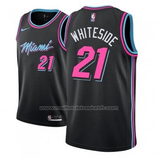 Maillot Miami Heat Hassan Whiteside #21 Ville 2018-19 Noir