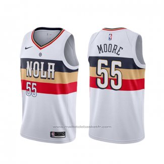Maillot New Orleans Pelicans E'twaun Moore #55 Earned Blanc