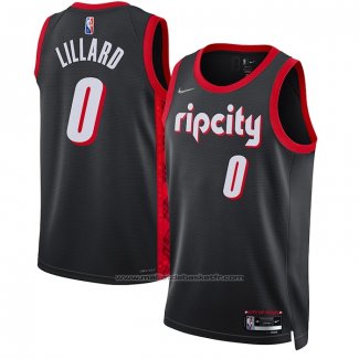 Maillot Portland Trail Blazers Damian Lillard #0 Ville 2021-22 Noir