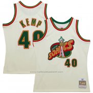 Maillot Seattle Supersonics Shawn Kemp #40 Mitchell & Ness Chainstitch Creme