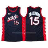 Maillot USA 1996 Hakeem Olajuwon #15 Noir