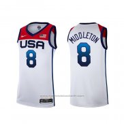 Maillot USA 2021 Khris Middleton #8 Blanc