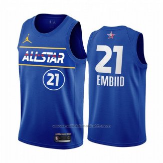 Maillot All Star 2021 Philadelphia 76ers Joel Embiid #21 Bleu