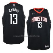 Maillot Enfant Houston Rockets James Harden #13 Statement 2017-18 Noir