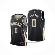 Maillot Enfant Milwaukee Bucks Damian Lillard #0 Statement 2022-23 Noir