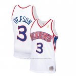Maillot Enfant Philadelphia 76ers Allen Iverson #3 Mitchell & Ness 1996-97 Blanc