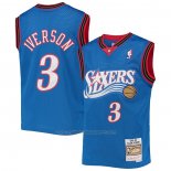 Maillot Enfant Philadelphia 76ers Allen Iverson #3 Mitchell & Ness 1999-00 Bleu