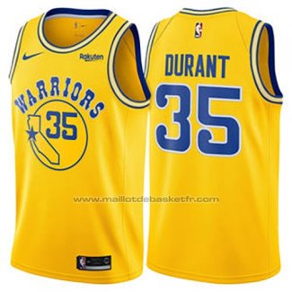 Maillot Golden State Warriors Kevin Durant #35 Hardwood Classic 2018 Jaune