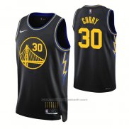 Maillot Golden State Warriors Stephen Curry #30 Ville 2021-22 Noir