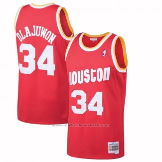 Maillot Houston Rockets Hakeem Olajuwon #34 Mitchell & Ness 1993-94 Rouge