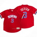 Maillot Manche Courte Philadelphia 76ers Allen Iverson #3 Rouge