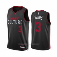 Maillot Miami Heat Dwyane Wade #3 Ville 2023-24 Noir
