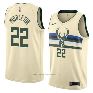 Maillot Milwaukee Bucks Khris Middleton #22 Ville 2018 Crema